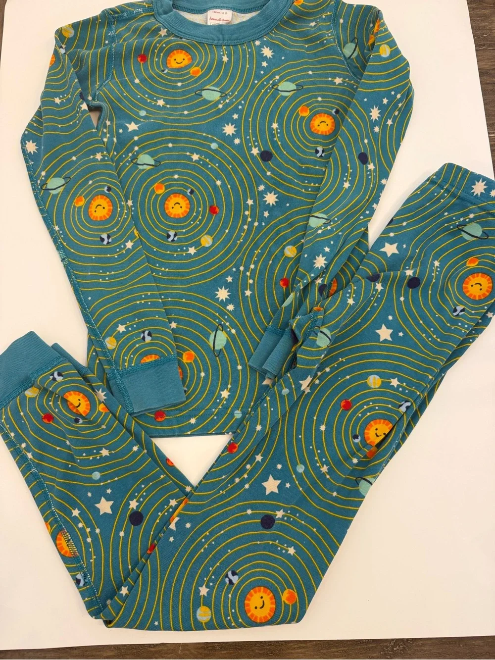 Hanna Andersson Teal Space Solar System Pajama Set size 140